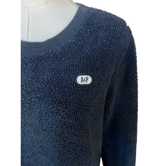 Abercrombie & Fitch Womens Graphic Crewneck Sweatshirt Size M Navy Preppy Y2K - Picture 3 of 7